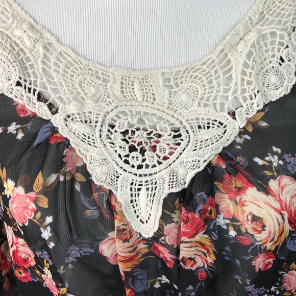 Derek Heart Floral Chiffon Batwing Blouse AL26 - Picture 3 of 8